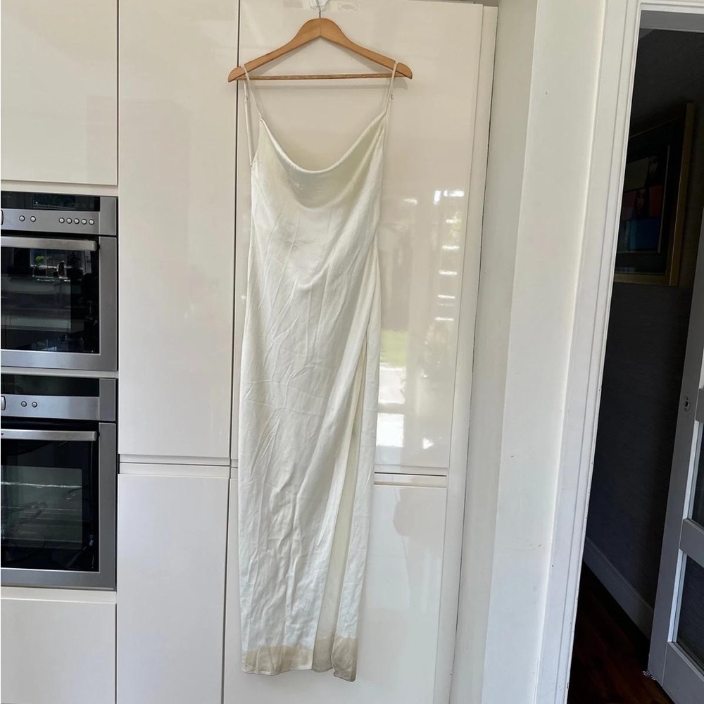 Elegant White Satin Slip Dress